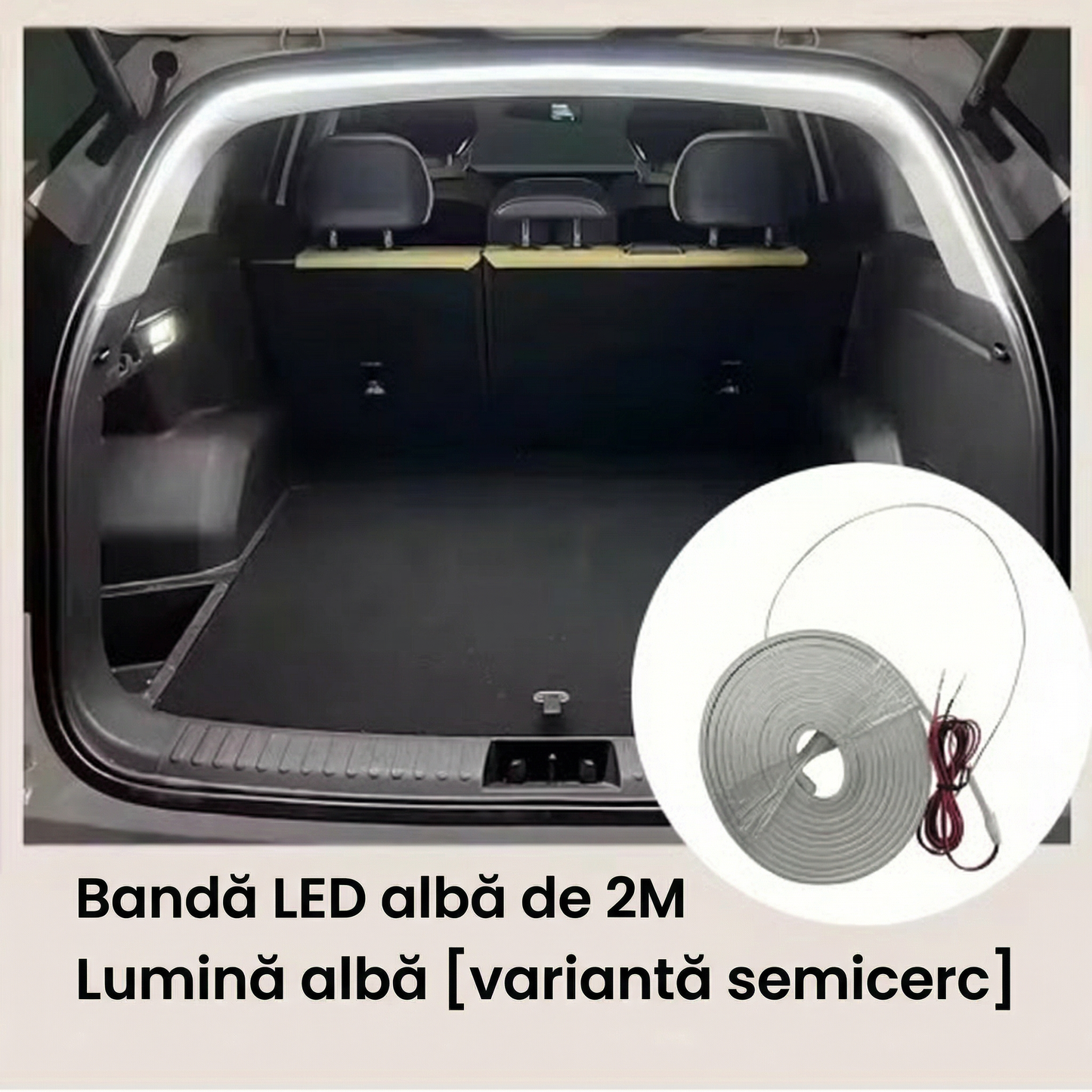 Bandă LED pentru Mașină de 2M cu 3 Variante de Culori