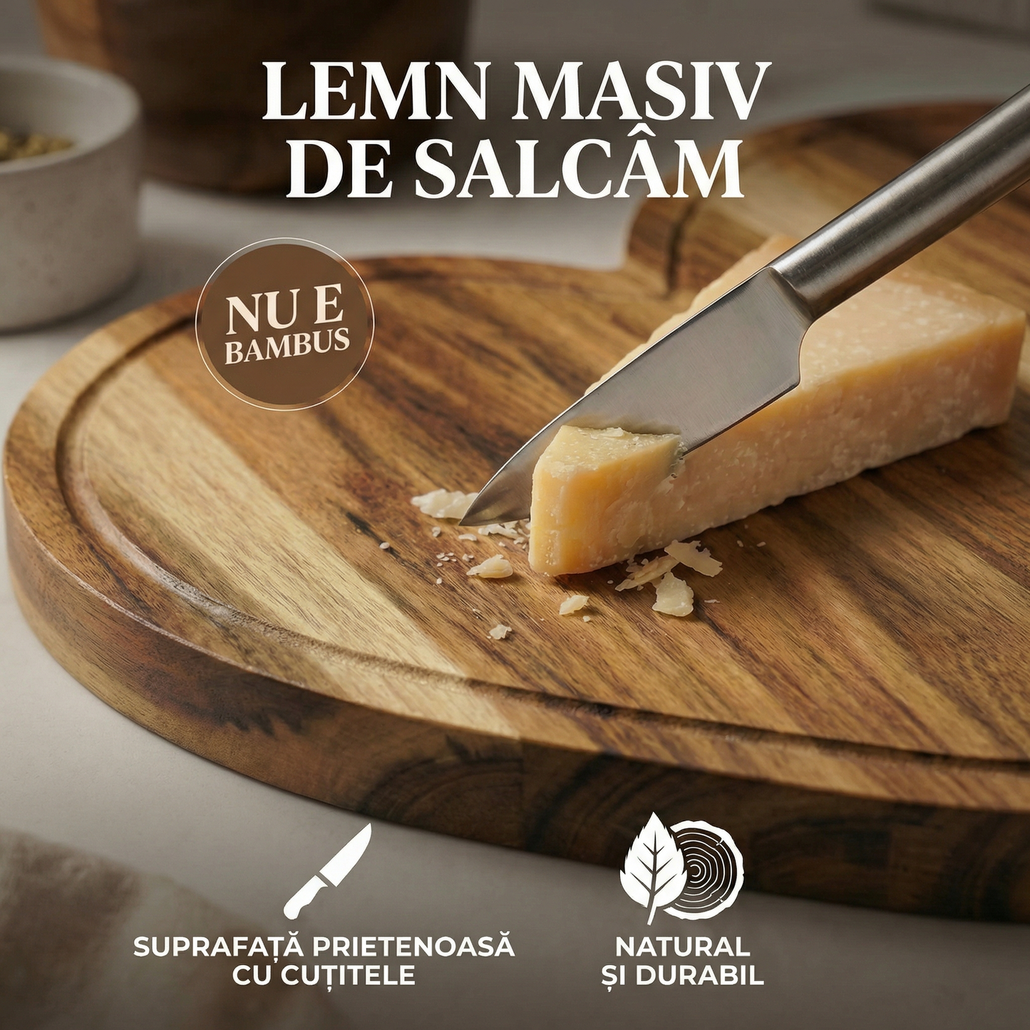 Set Tocător din Lemn în Formă de Inimă