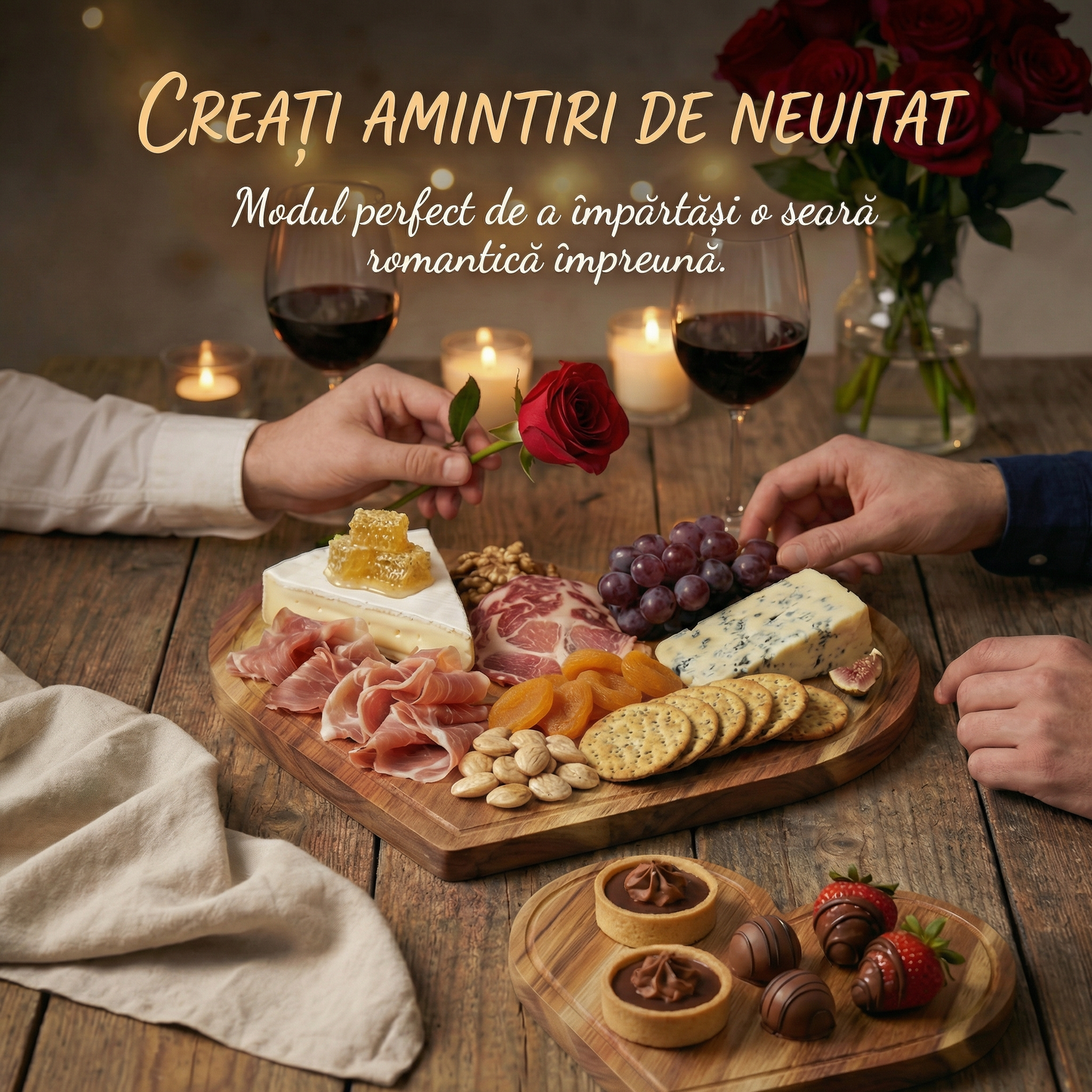 Set Tocător din Lemn în Formă de Inimă