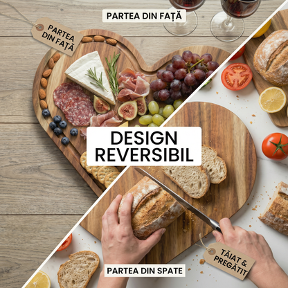 Set Tocător din Lemn în Formă de Inimă