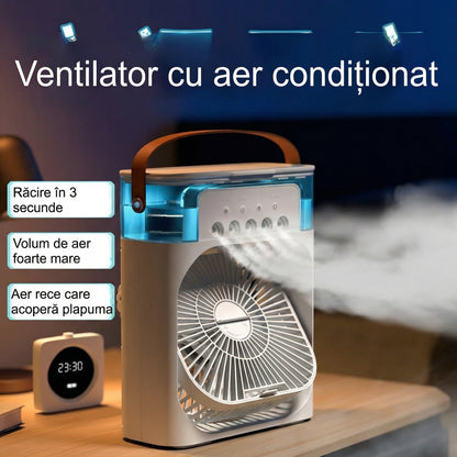 Umidificator cu Ventilator cu 5 Duze de Aer, Capacitate de 600 ml, 3 Trepte de Reglare