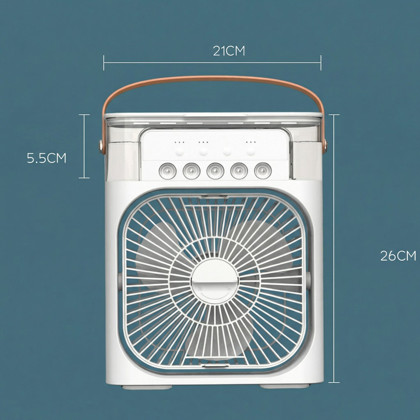 Umidificator cu Ventilator cu 5 Duze de Aer, Capacitate de 600 ml, 3 Trepte de Reglare