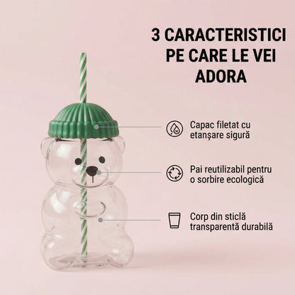 Cană Drăguță cu Ursuleț și Pai 1000ml