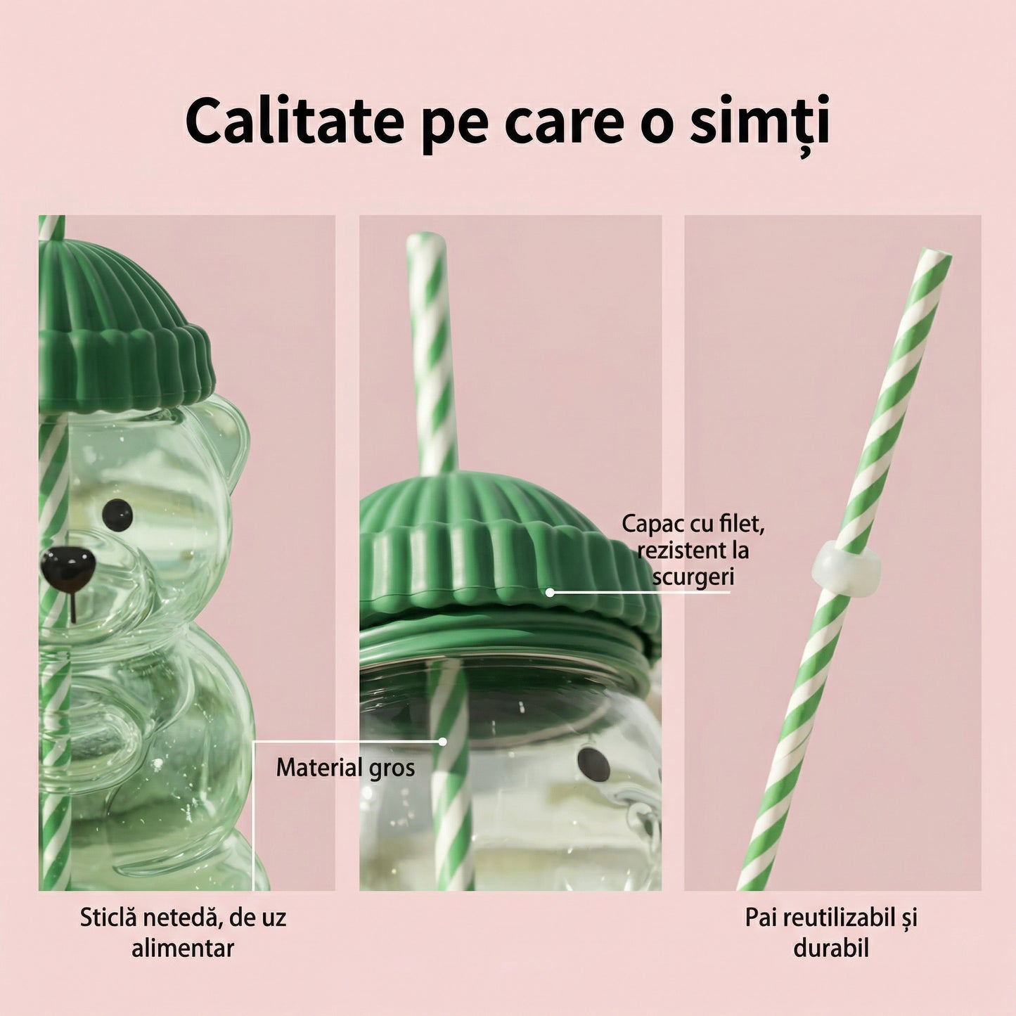 Cană Drăguță cu Ursuleț și Pai 1000ml
