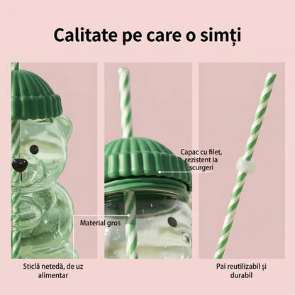 Cană Drăguță cu Ursuleț și Pai 1000ml