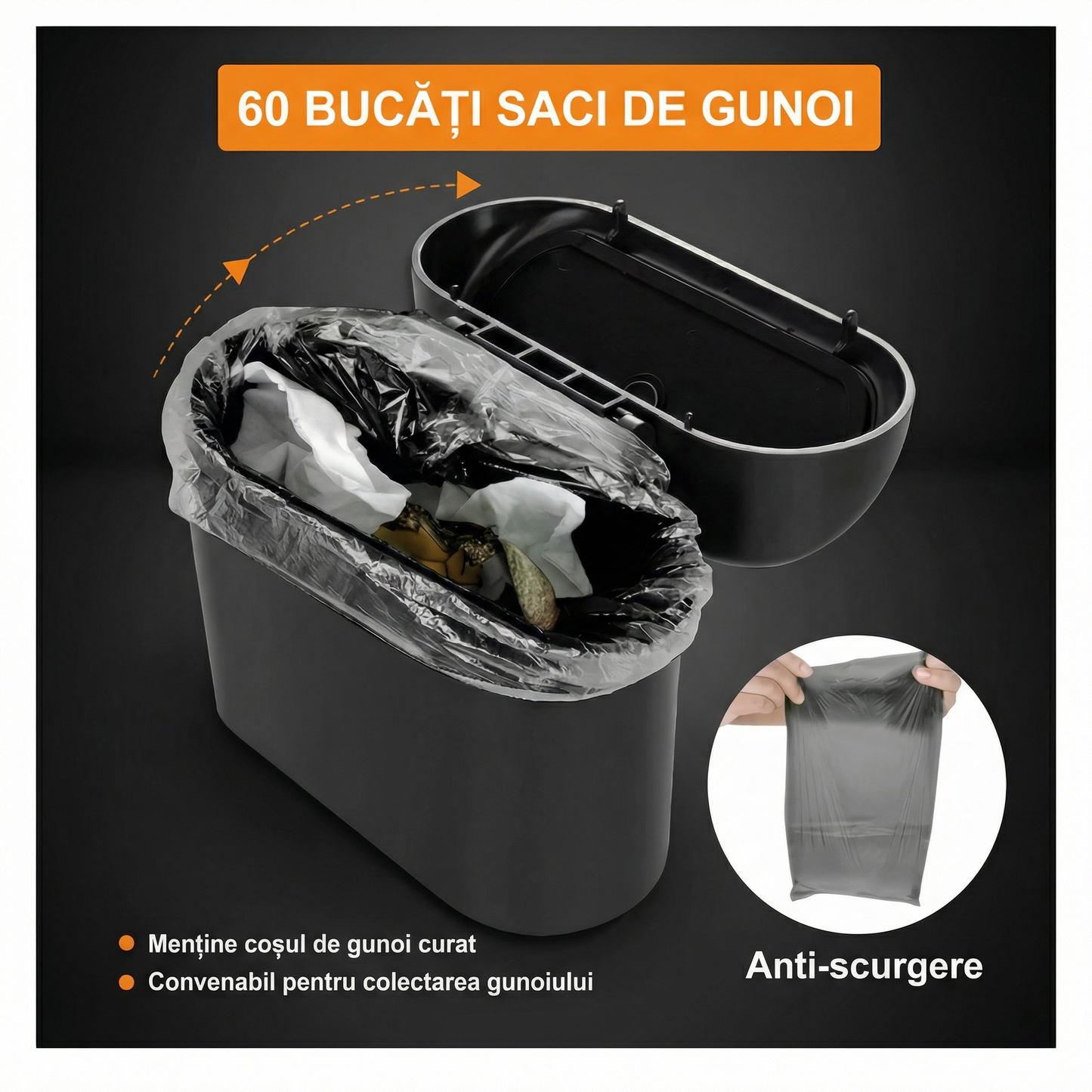 Coș de Gunoi pentru Mașină Impermeabil