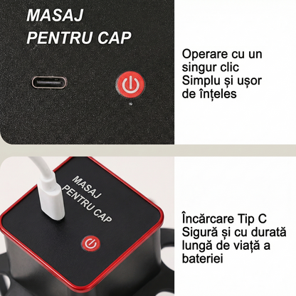 Aparat Electric de Masaj pentru Scalp cu Gheare de Caracatiță, Reîncărcabil USB, cu 3 Viteze Reglabile, Portabil și cu Vibrații