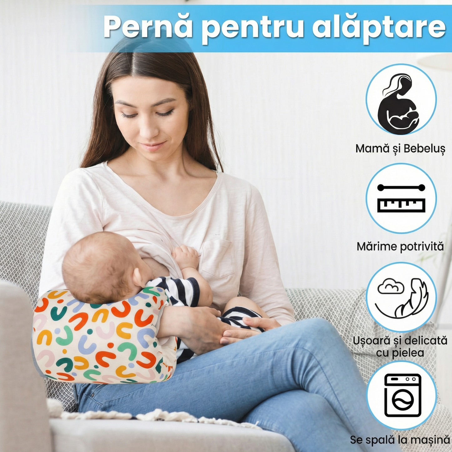 Pernă de Alăptare pentru Hrănirea Bebelușului