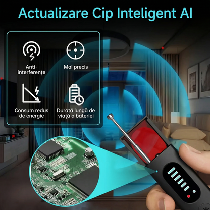 Detector Portabil de Dispozitive, Trackere GPS și Dispozitive de Ascultare Wireless cu 25 de Niveluri