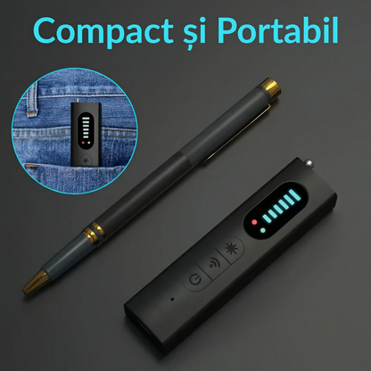 Detector Portabil de Dispozitive, Trackere GPS și Dispozitive de Ascultare Wireless cu 25 de Niveluri