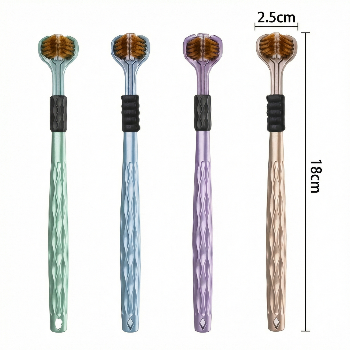 Set 4 Periuțe de Dinți cu 3 Fețe Ergonomice Manuale
