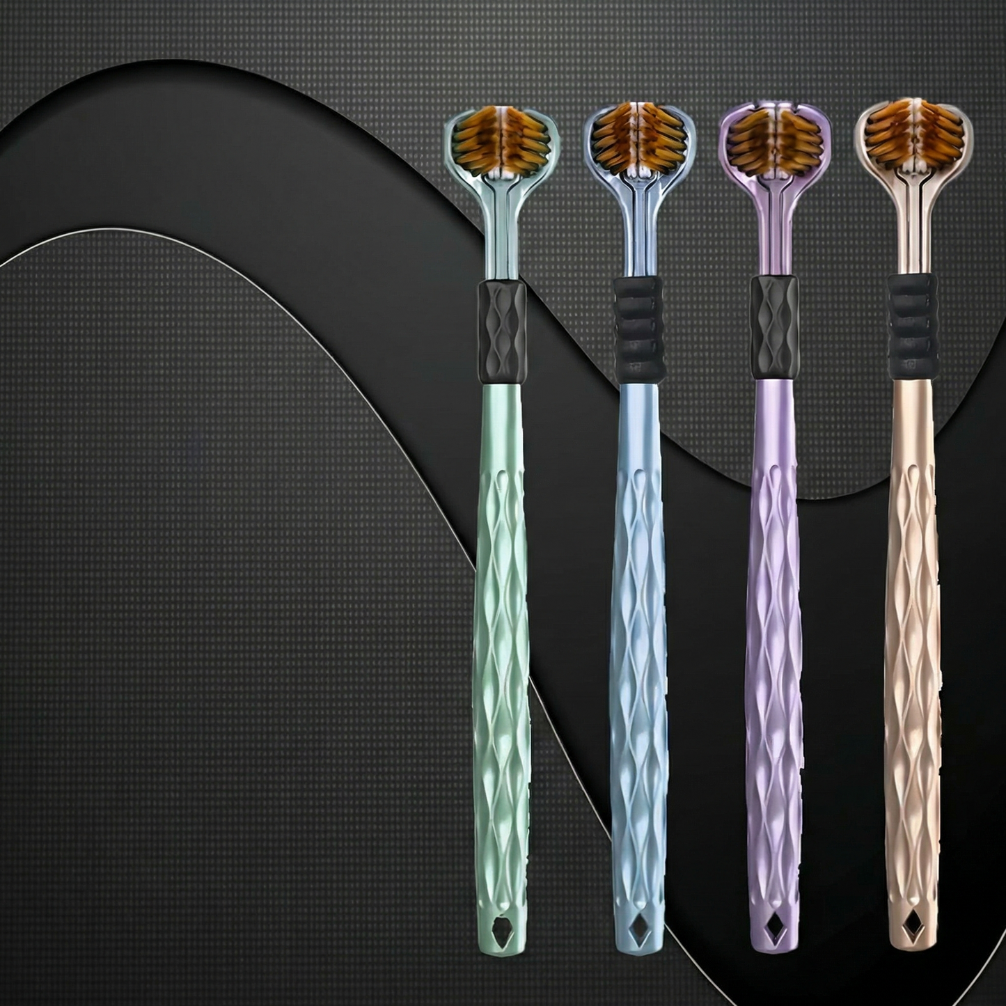 Set 4 Periuțe de Dinți cu 3 Fețe Ergonomice Manuale