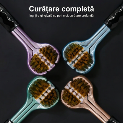 Set 4 Periuțe de Dinți cu 3 Fețe Ergonomice Manuale