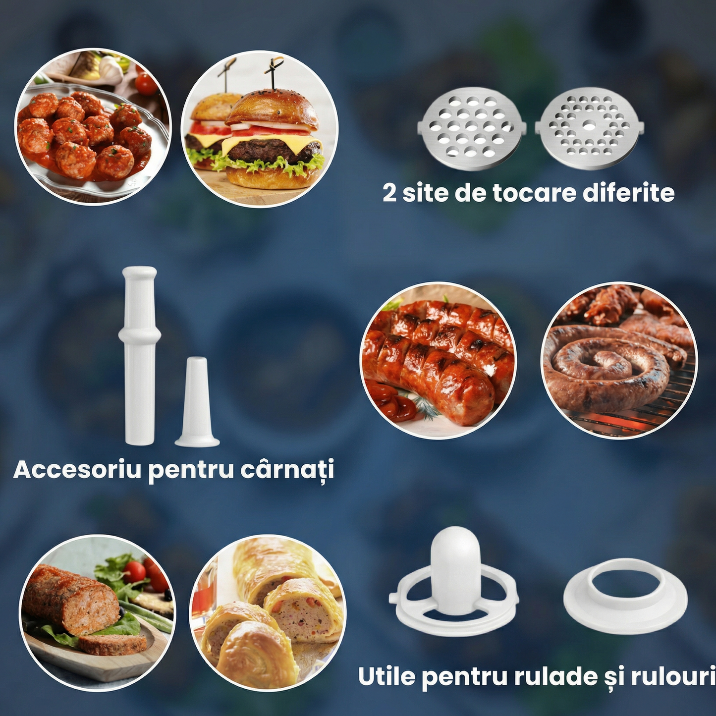 Mașină Electrică de Tocat Carne cu Lamă din Inox și Putere Mare de 3000W