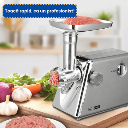 Mașină Electrică de Tocat Carne cu Lamă din Inox și Putere Mare de 3000W