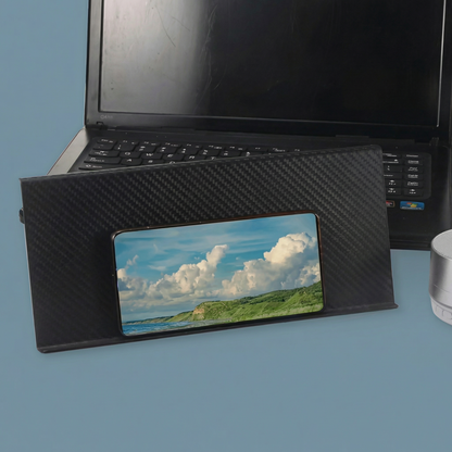 Suport pentru TV din Fibră de Carbon cu Suport pentru Router Wireless și Cutie de Cabluri