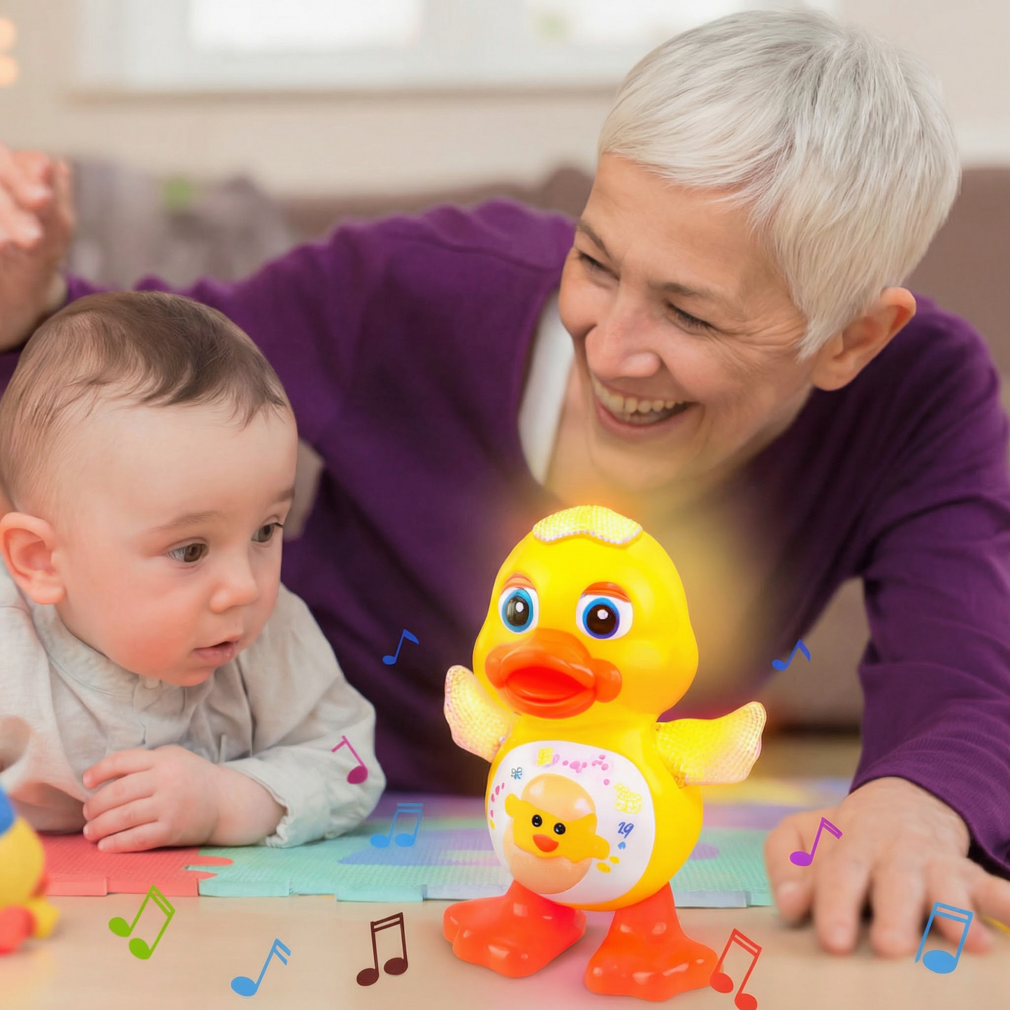 Rățușcă Veselă cu Muzică și Mișcare, Jucărie Educativă Pentru Copii, Ideală Pentru Dezvoltare