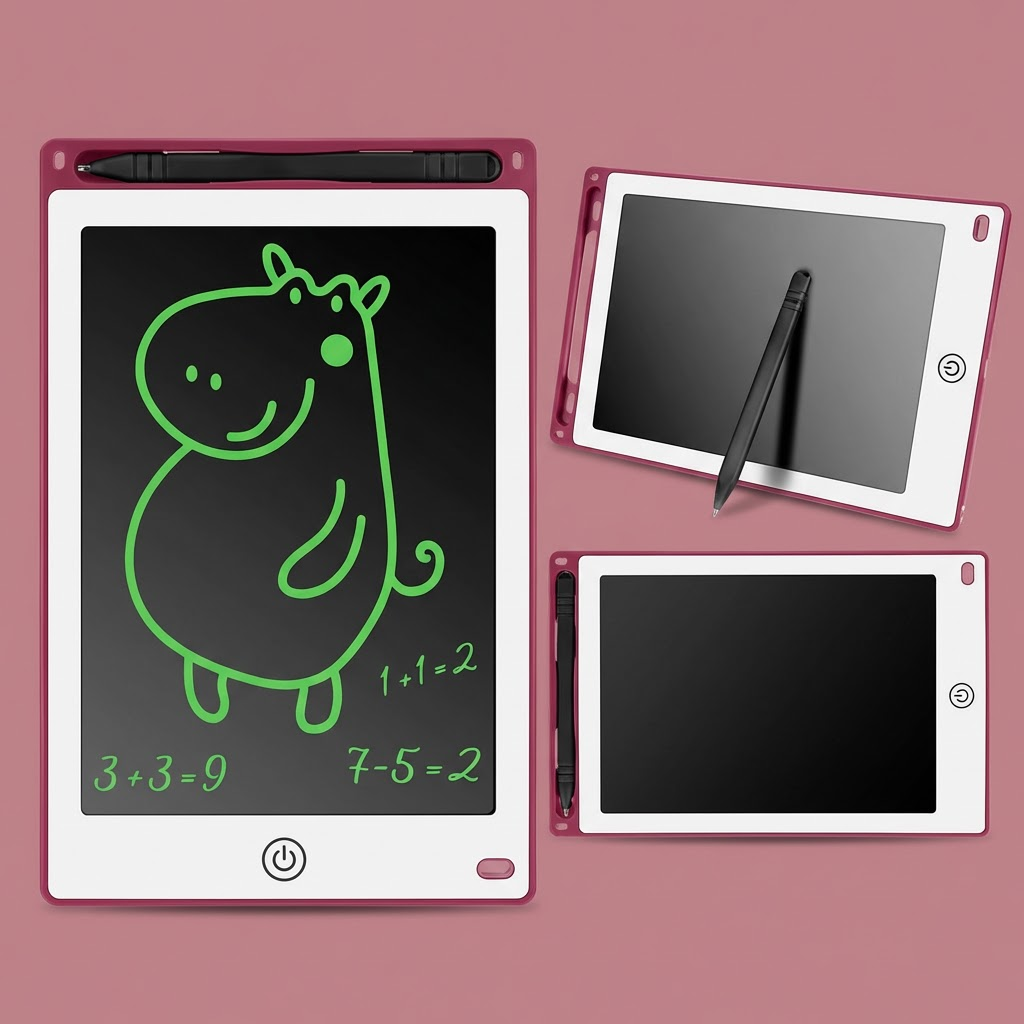 Tableta LCD pentru Scris și Desenat, Buton de Ștergere, Buton de Blocare