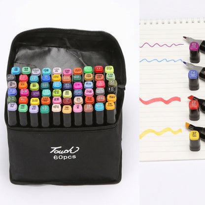 Set 60 de Markere cu 2 Capete, Subțire și Gros