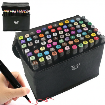 Set 60 de Markere cu 2 Capete, Subțire și Gros