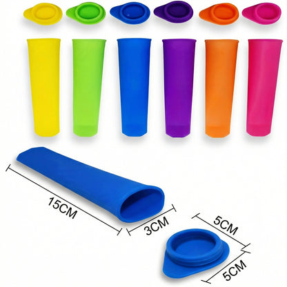 Set 6 Forme Colorate de Silicon pentru Înghețată cu Capace