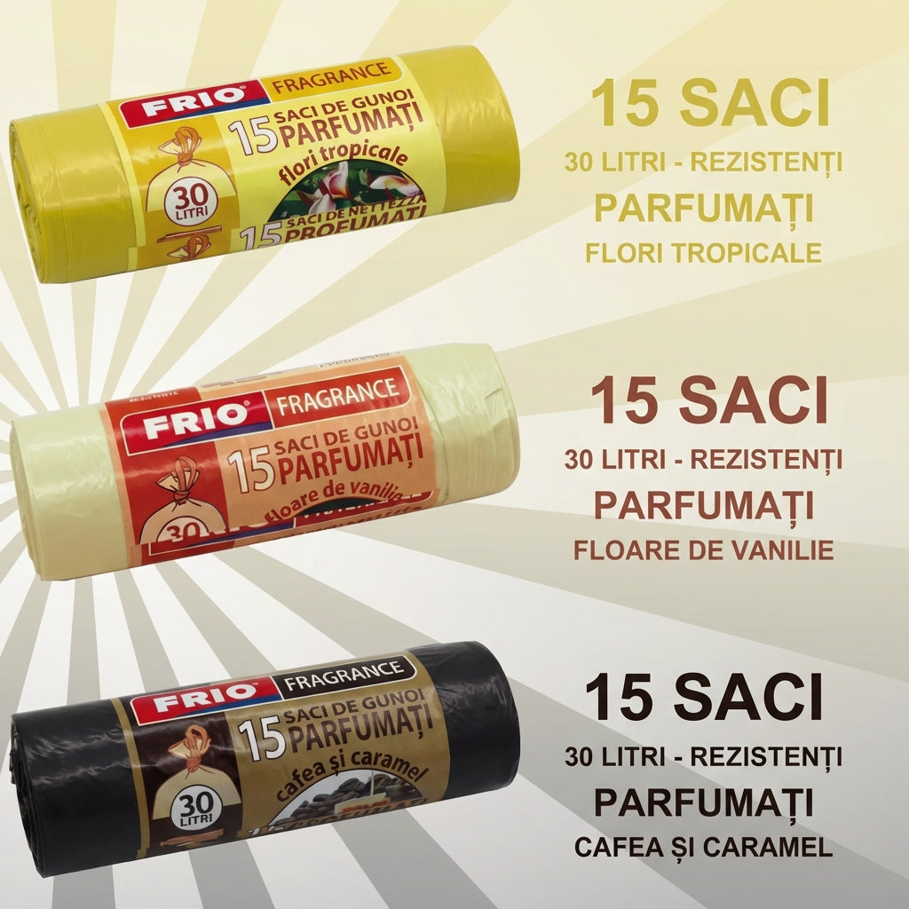 Set de 6 Role de Saci pentru Gunoi cu 15 Pungi de 6 Arome
