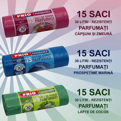Set de 6 Role de Saci pentru Gunoi cu 15 Pungi de 6 Arome