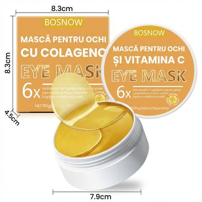 Set 60 de Bucăți de Măști de Ochi cu Colagen și Vitamina C - Gel Hipoalergenic pentru Îngrijirea Ochilor, Împotriva Cearcănelor, Ridurilor, Iluminare, Netezire și Fermitate, Toate Tipurile
