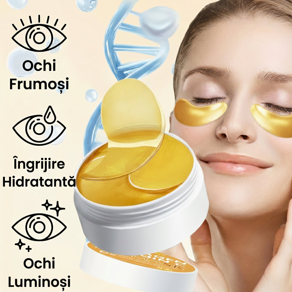 Set 60 de Bucăți de Măști de Ochi cu Colagen și Vitamina C - Gel Hipoalergenic pentru Îngrijirea Ochilor, Împotriva Cearcănelor, Ridurilor, Iluminare, Netezire și Fermitate, Toate Tipurile