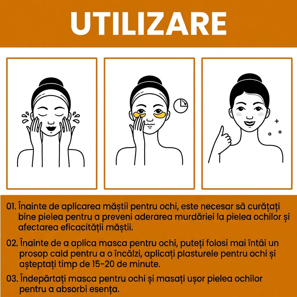 Set 60 de Bucăți de Măști de Ochi cu Colagen și Vitamina C - Gel Hipoalergenic pentru Îngrijirea Ochilor, Împotriva Cearcănelor, Ridurilor, Iluminare, Netezire și Fermitate, Toate Tipurile