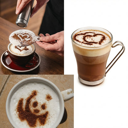 Set de 16 Șabloane pentru Latte Art din Plastic