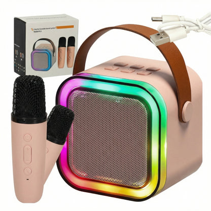 Set Karaoke cu 2 Microfoane și Boxă Portabilă