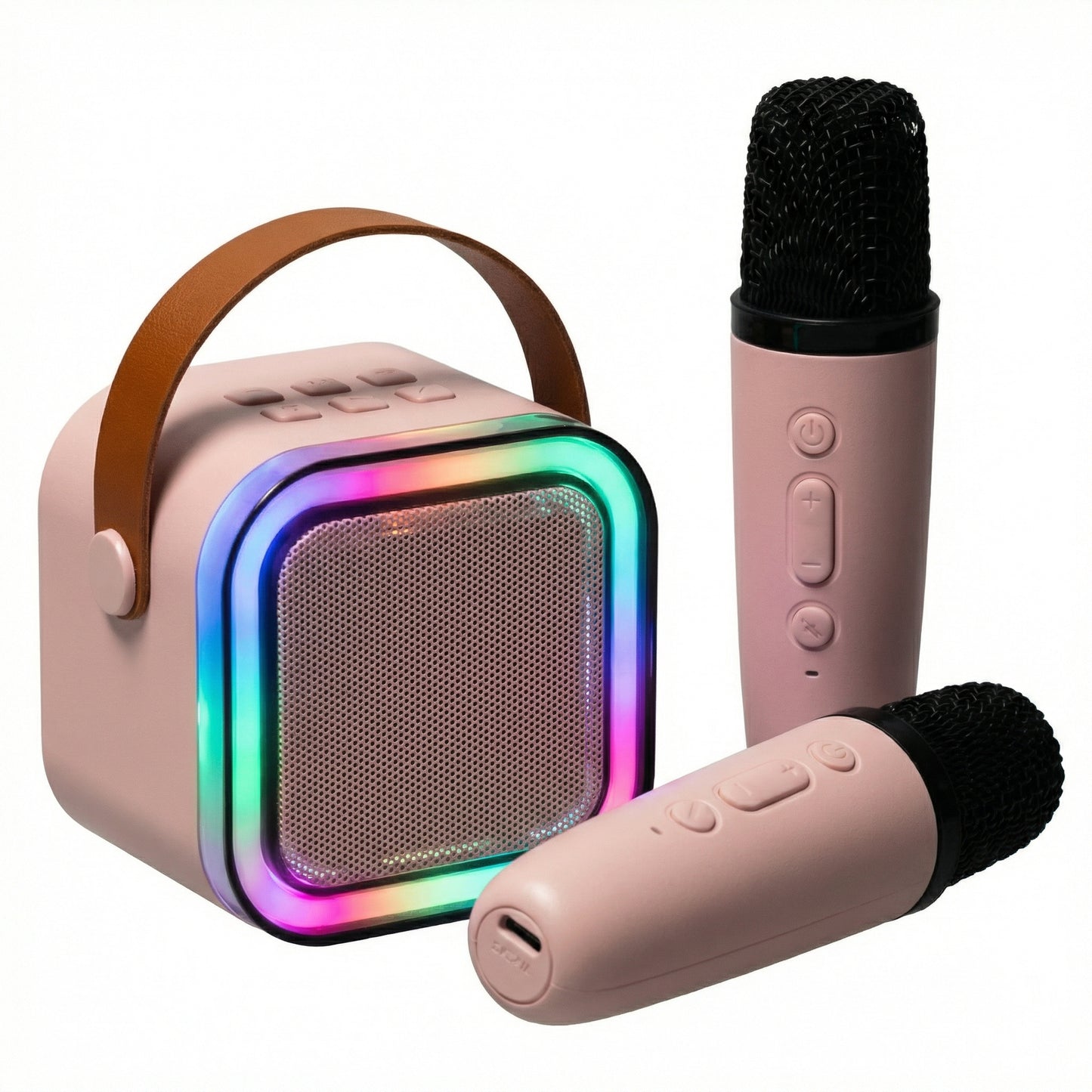 Set Karaoke cu 2 Microfoane și Boxă Portabilă