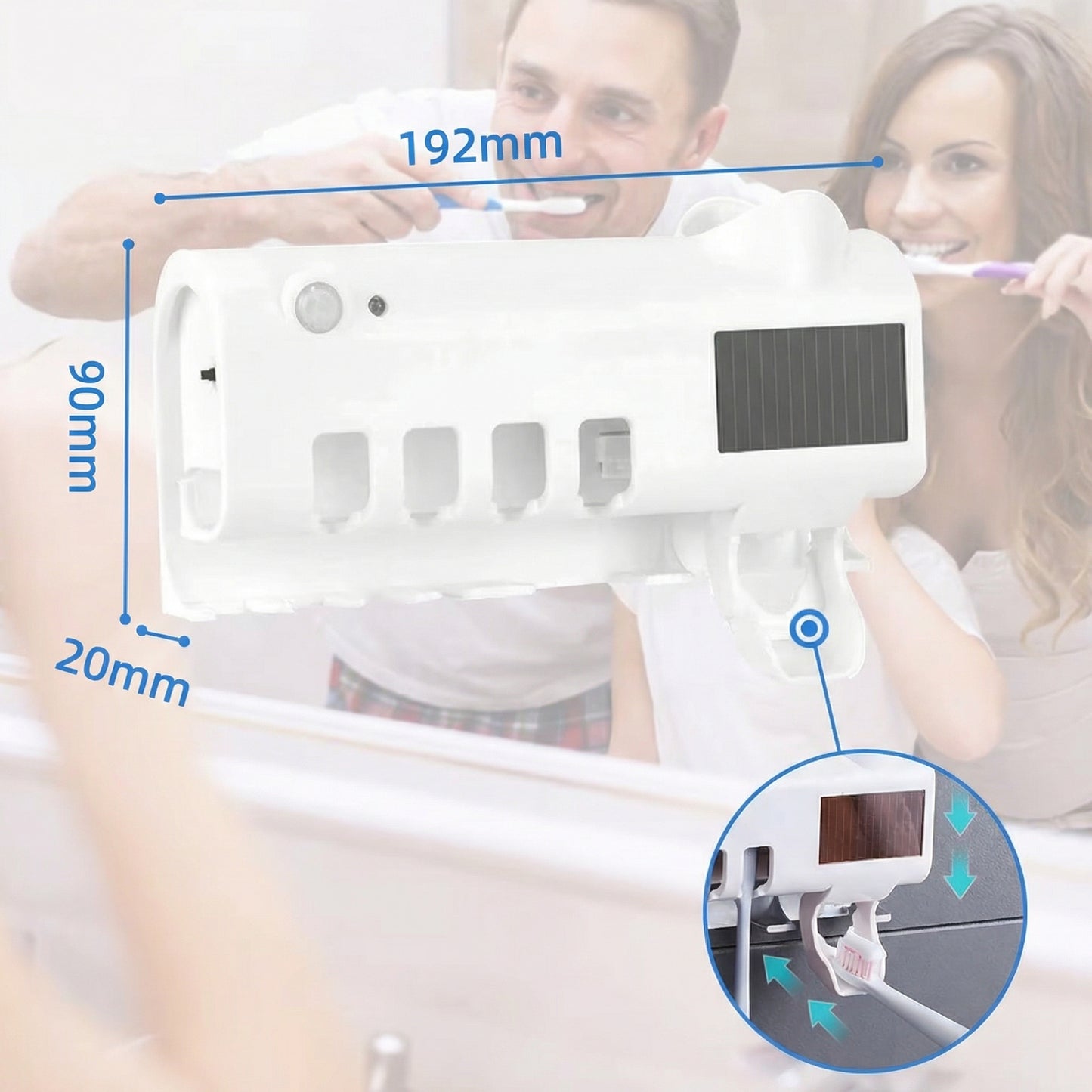 Suport pentru Periuțe de Dinți cu Dispenser Automatic de Pastă de Dinți, Funcție de Sterilizare, Alimentare UV și USB