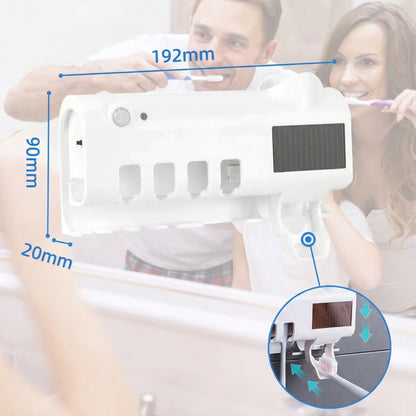 Suport pentru Periuțe de Dinți cu Dispenser Automatic de Pastă de Dinți, Funcție de Sterilizare, Alimentare UV și USB