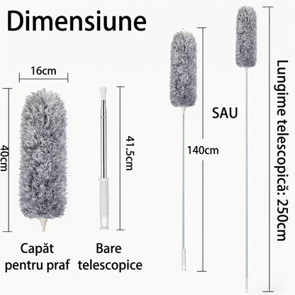 Perie Telescopică Retractabilă cu Cap Flexibil și Tijă Extensibilă