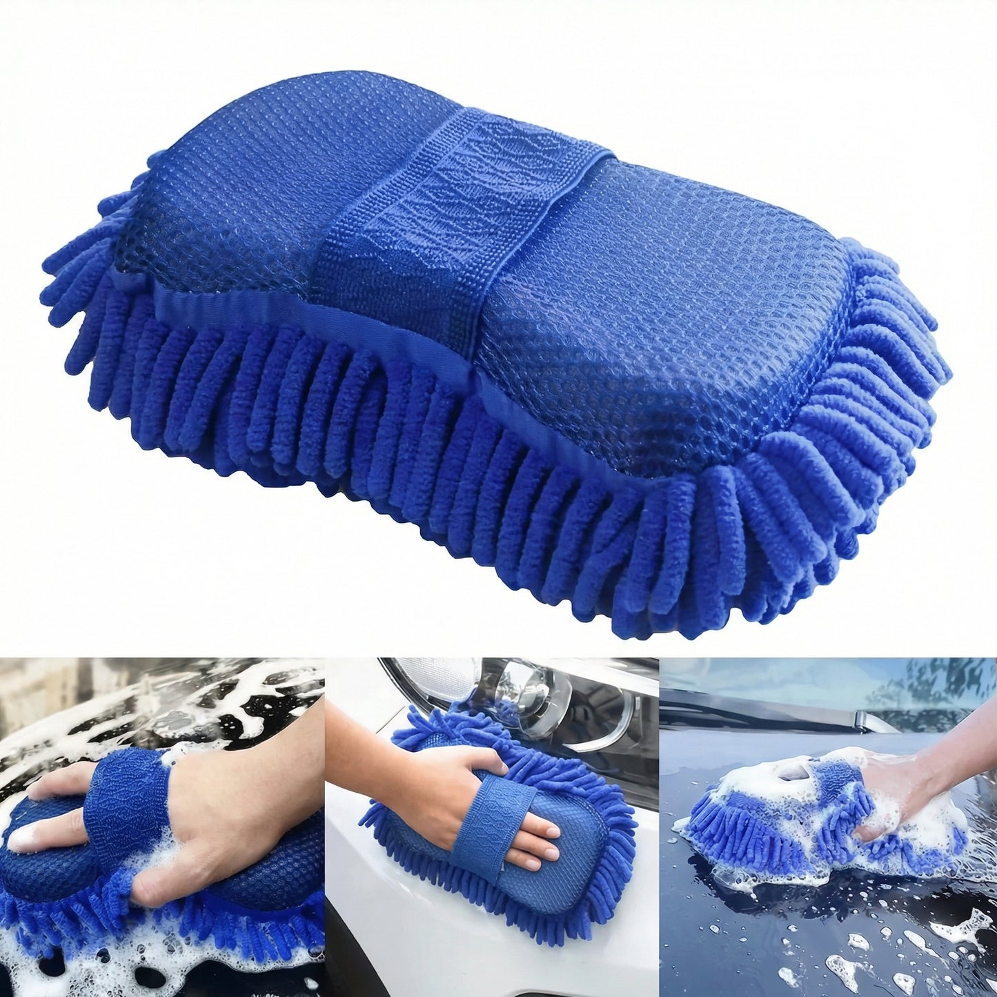 Buretele Magic - Mănuși Spălare Auto din Microfibra Albastră cu Burete