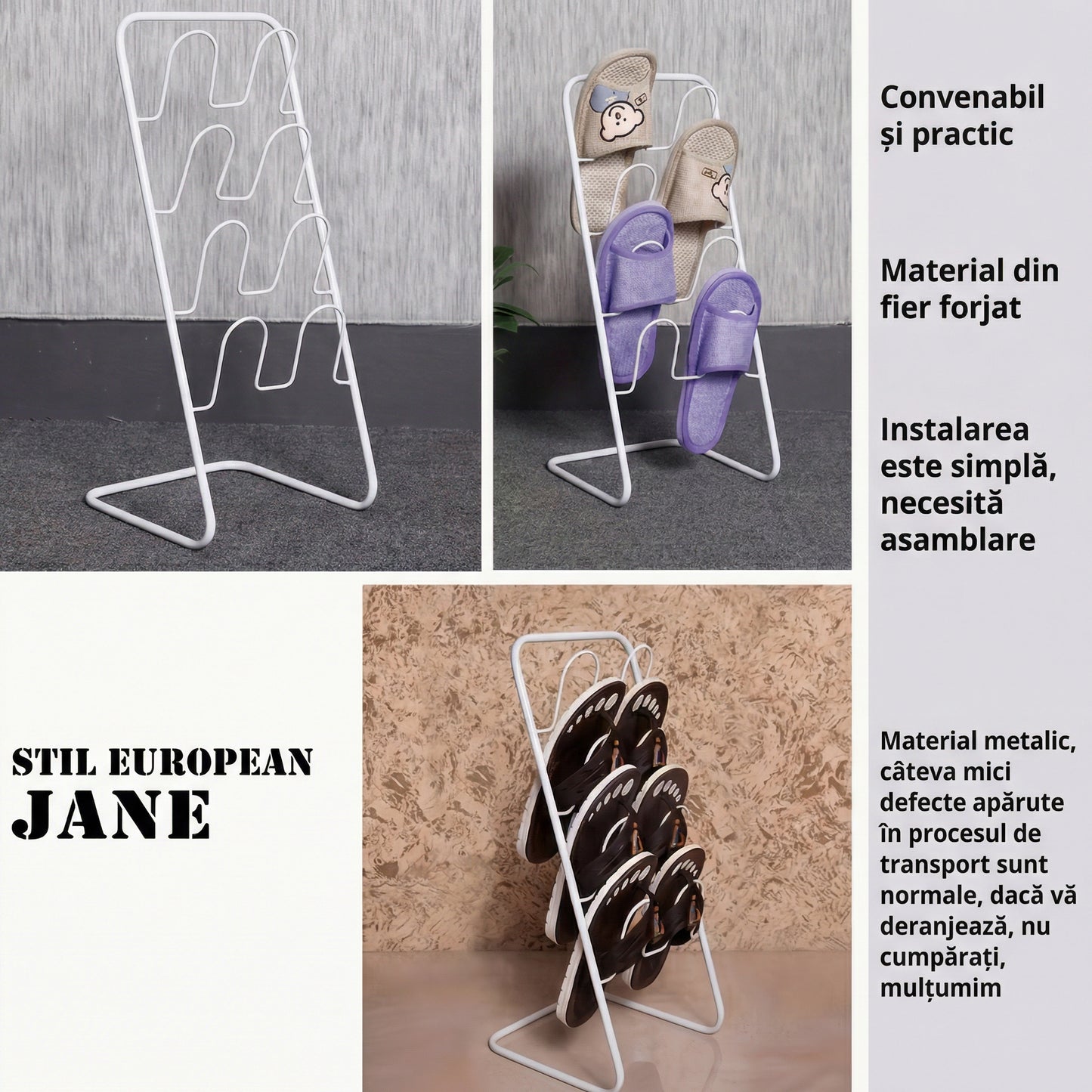 Suport Minimalist pentru Încălțăminte din Oțel Rezistent