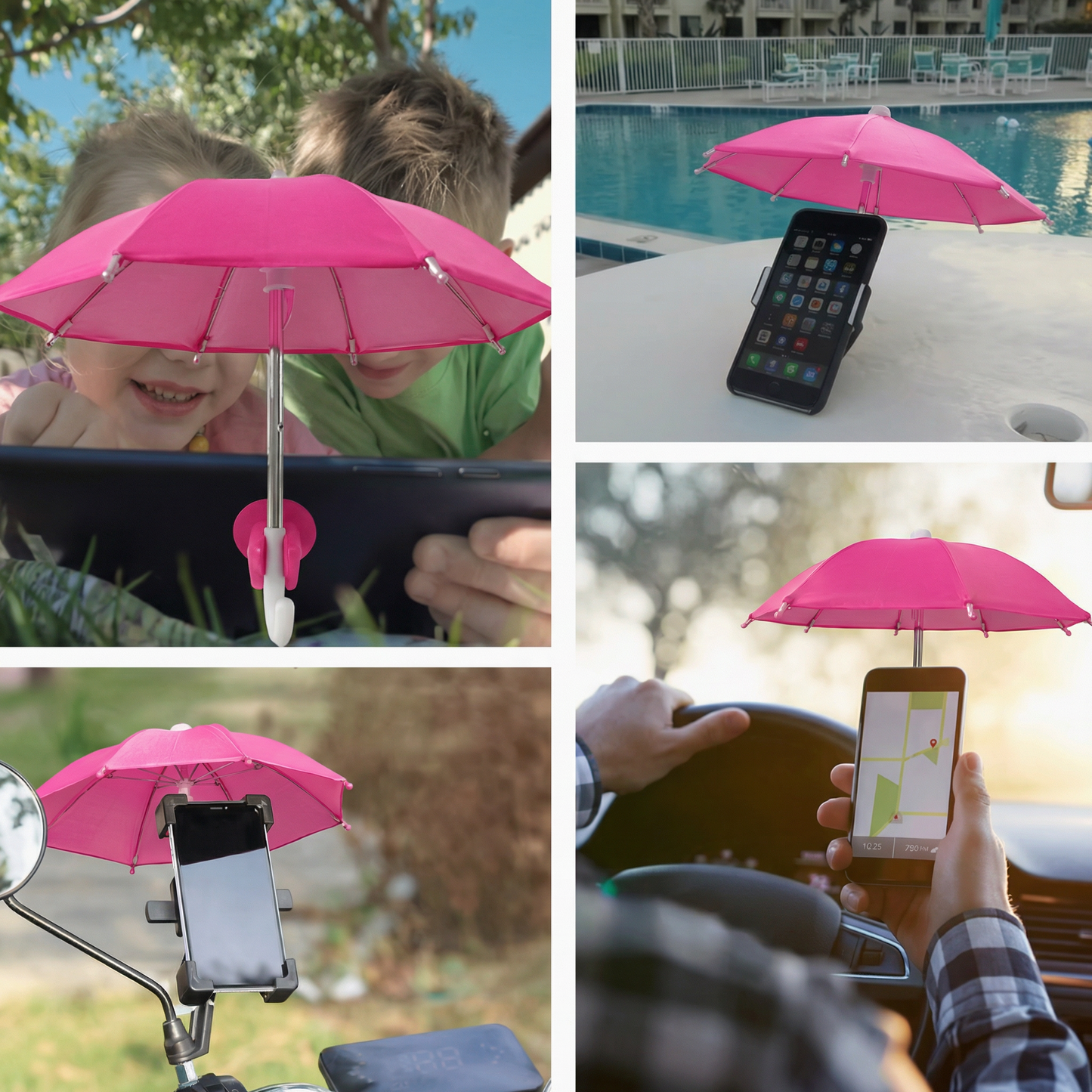 Suport pentru Telefon cu Umbrelă și Protecție Anti-Reflex, Prindere pentru Exterior, Rezistent la Ploaie
