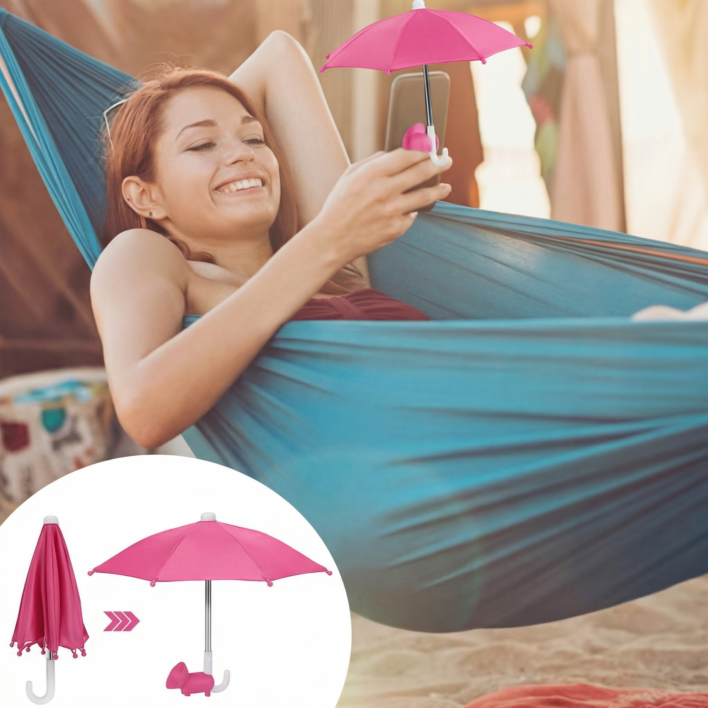 Suport pentru Telefon cu Umbrelă și Protecție Anti-Reflex, Prindere pentru Exterior, Rezistent la Ploaie