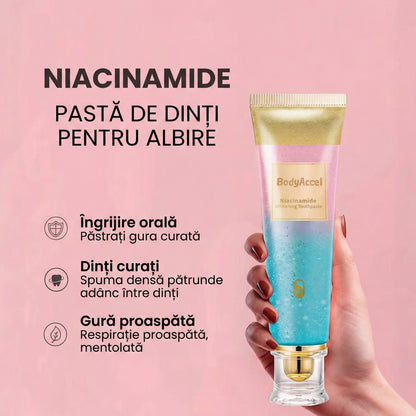 Pastă de Dinți pentru Albire, Niacinamide, 100g, Textură Fină, Spumă Bogată