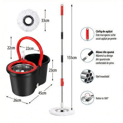 Set Mop Rotativ si Galeata cu Sistem de Stoarcere