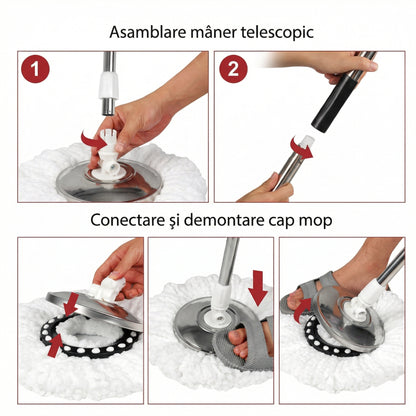 Set Mop Rotativ si Galeata cu Sistem de Stoarcere