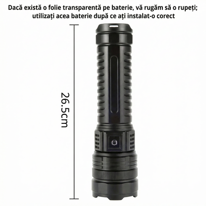 Lanternă LED de Mână Ultra Strălucitoare - Reîncărcabilă USB, Zoom Telescopic, Reflector cu Lumini COB pe Spate