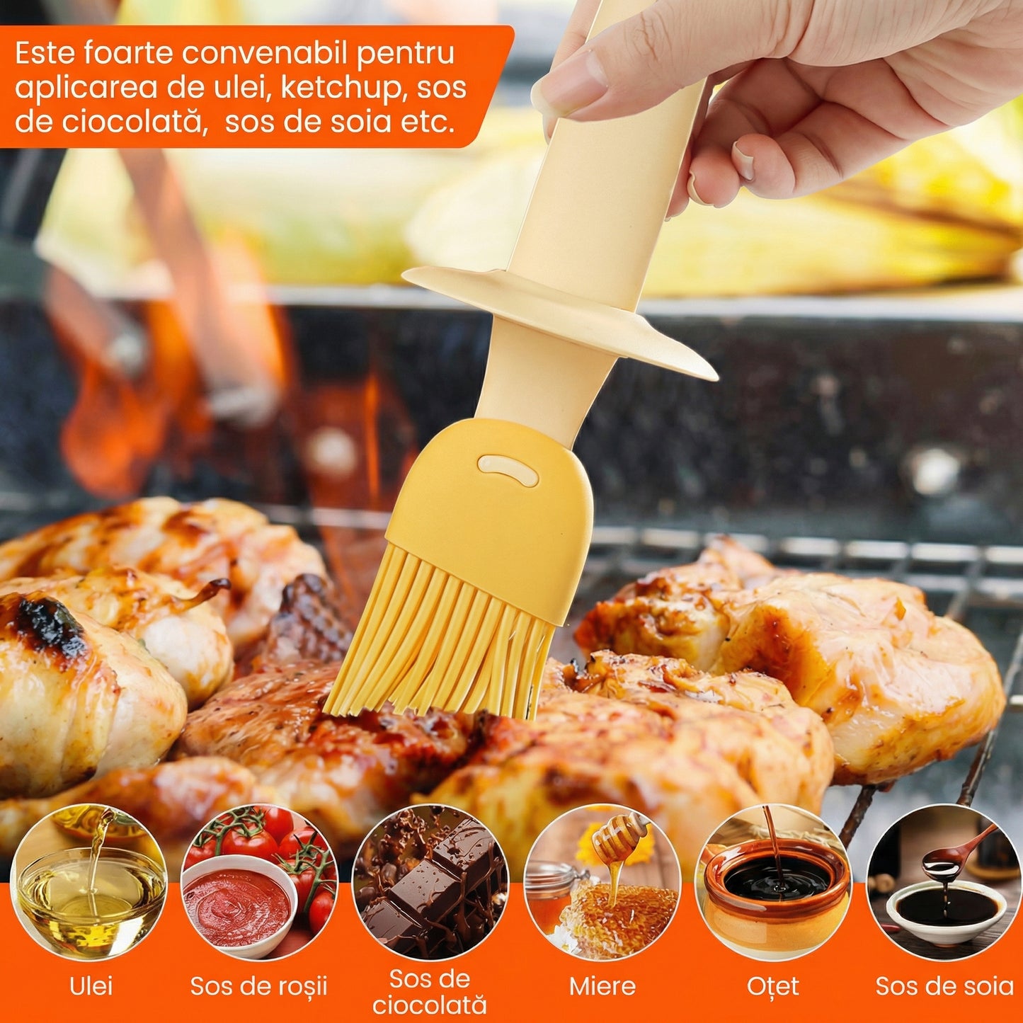 Dozator Multifunctional de Ulei din Doua Piese cu Perie de Silicon
