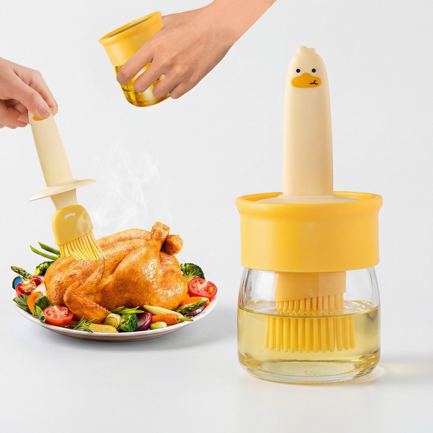 Dozator Multifunctional de Ulei din Doua Piese cu Perie de Silicon