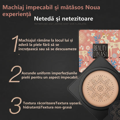 Fond de Ten Hidratant cu Efect Iluminator, Aplicator Tip Burete „Ciupercă”, Nuanța Ivory