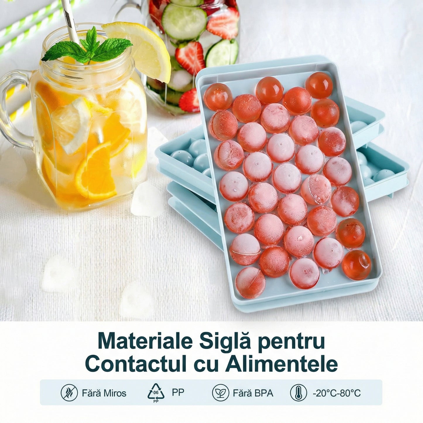 Tavă Rotundă pentru Cuburi de Gheață 33 Bile