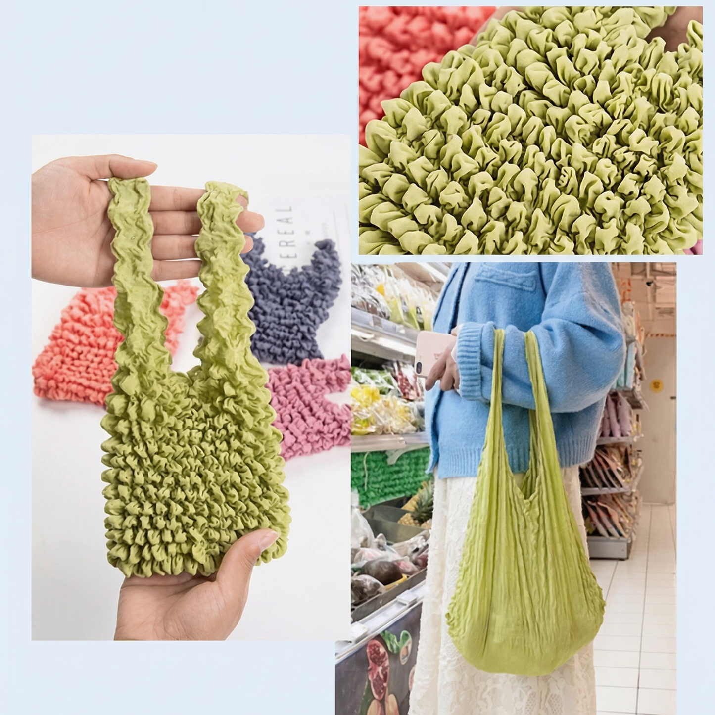 Geantă de Cumpărături Extensibilă cu Pliuri Tip Bule
