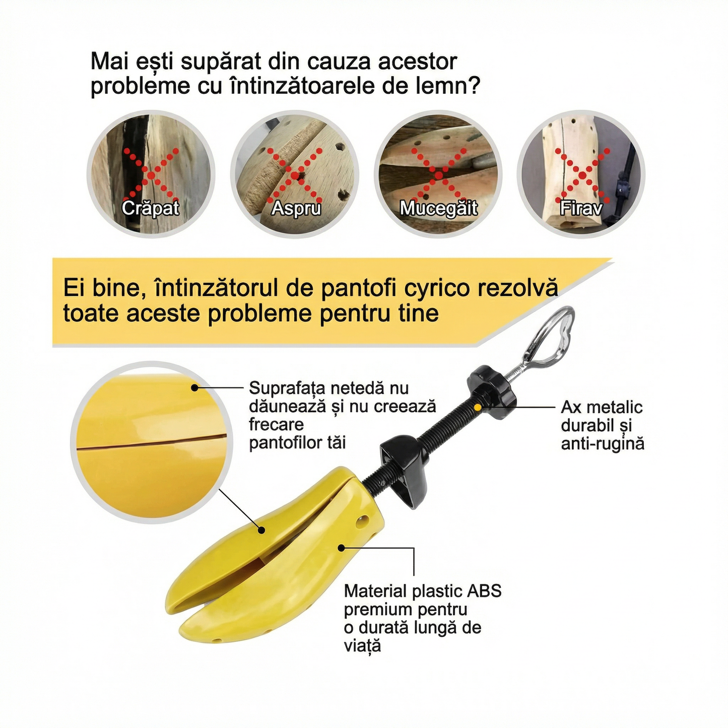 Dispozitiv pentru Lărgirea Pantofilor din Oțel Inoxidabil